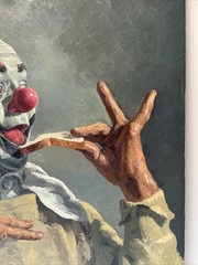 Famous Clown Painting By Veres Mid Century Portrait Circus MARGO CLARK VINTAGE