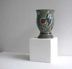 Tumbler Vase Art Deco Hand Painted Ceramic Abstract Original Unsigned 1930s