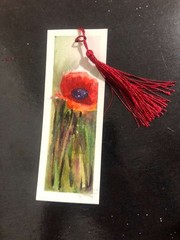 Original hand painted poppy Flowers bookmark