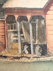 Original Chris Whitlock Watercolor Painting Barn Homestead Landscape 13.5×11