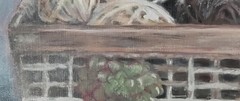 Original Expressionist Star Fish Basket 14 x 11 Oil on Paper Matted Painting
