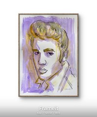 Purple Elvis Presley Painting By Alannah Dyer- Acrylic 9×12 in. Celebrity Sing