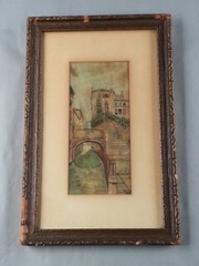 Elsie Rieger Signed Original Watercolor Painting Framed European Canal Scene Art