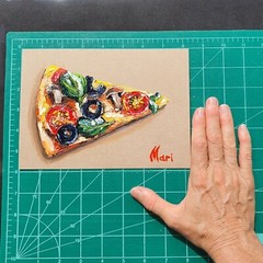 Pizza Vegetariana Painting Still life Original Art Kitchen Fast Food Capricciosa