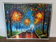 Authentic-Leonid Afremov Misty Mood Night Oil Painting – Professionally Framed