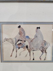 Vintage 1991 Carol Grigg Earth Healer & Warrior Framed Southwest Art Prints Set