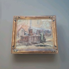 Antique Oil Painting On Canvas XXe Century Paris School Architecture Signed