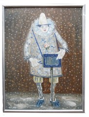 Karel Lek (Welsh) – Original Oil Painting – ‚Automaton Clown‘. 27 x 20.5 Inches.