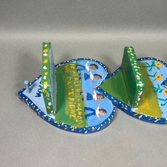 Sam The Dot Man McMillan Folk Art Original Hand Painted Heart Shelf SIGNED, NC