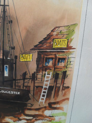 GEORGE SPERL WATERCOLOR PAINTING INDIANA GLOUCESTER BOAT