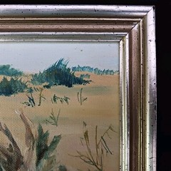 Maine Artist Carol Sebold Original Oil On Canvas- Driftwood On Sand Dune- 8″x6″