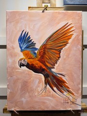 Hunt Original Art: 12×16 Acrylic on Canvas Tropical Bird