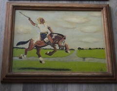 Pair 1940 Gaucho Oil Paintings Signed W.A. O’Neill After Florencio Molina Campos