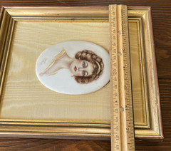 Jayne Collinge Signed Hand Painted Porcelain Portrait Lady Woman Framed & Matted