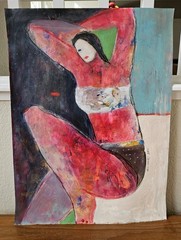 24×18 Original Painting OOAK Abstract Outsider Woman Portrait Figurative
