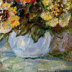 Flovers Impasto Painting Original Art Impression Oil Painting 12 x 13 in