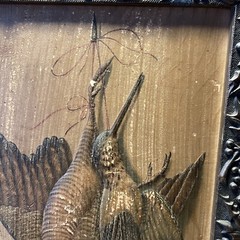 Antique 20” Upland Hunting Pheasant Painting Wooden Plaster Frame Fowling Holly