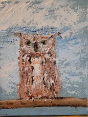 Textured Owl Painting Vibrant Abstract Expressionism Canvas Painting