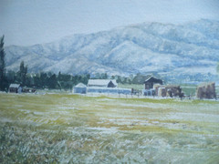 MARION HAWS, UTAH WATERCOLORIST WATERCOLOR VINTAGE RURAL LANDSCAPE IMPRESSIONIST