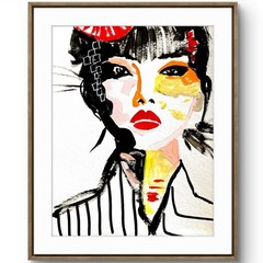 TITA PAINTZ Geisha Woman Graffiti Portrait Hand Painted Wall Art 9×12