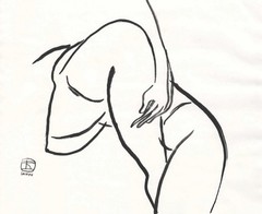 Sanyu Style Nude Female Chinese French ink drawing art deco Chang Yu 常玉 erotic