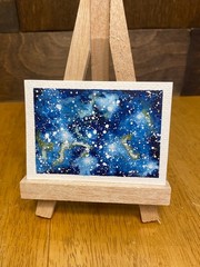 ACEO watercolor painting „Night Sky“ 2.5 x 3.5 inch art card