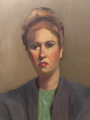 Vintage Original Oil on Canvas Female Portrait Painting