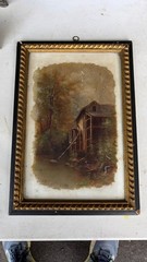 Rare 1891 Minnie Rankin Wyman painting „Mill at Ensenore“ on porcelain tile Rare
