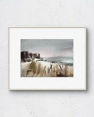 Lake Study No.4 7×5 Watercolor Painting Chicago Landscape Fine Art Wall Decor