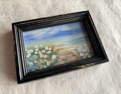 Original Acrylic Landscape in Matte Black Wood Frame 5” x 7”