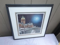 VINTAGE DENIS NOLET 1988 QUEBEC ET SA VIE DE CHATEAU CANADA 133/350 SIGNED FRAME