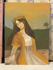 Italian Summer Girl Original Artwork Acrylic Canvas Painting 5 x 7 in. Painting