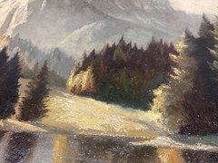Vintage Original OIL PAINTING on Canvas Die Waxensteine Garmisch Germany