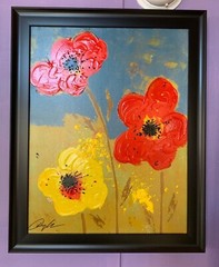 Large Framed Hand Embellished Giclee – Flowers by Dominic Pangborn