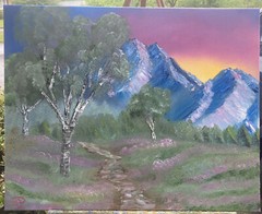 “Purple Sky Blue Mountains High” large 30×24” Original Oil Painting By SP