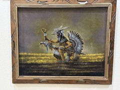 Black Velvet Painting Of Native American Indian Artist Ernesto Sanchez Framed