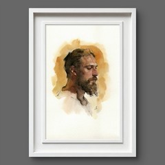 Original Watercolor Painting Male Portrait Book Page Size (5.5 × 8.5 inches)