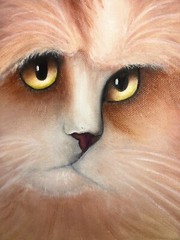 Original Fluffy Ginger Kitty Cat Yellow Eyes Portrait Canvas Painting 14”x18”