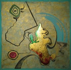 Contemporary Art Abstract Painting Minimalist Original Signed Artist Golden Leaf
