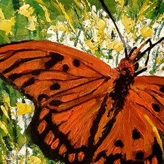 YARY DLUHOS Butterfly Insect Spring Nature Animals Original Art Oil Painting