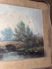 William Henry Chandler (1854 – 1928) „Stone Bridge Scene“ Pastel Painting-Framed