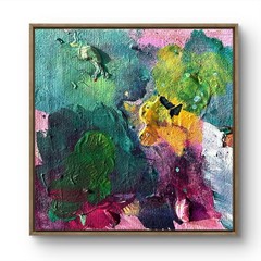 PORTIA Original Moody Mini Abstract Purple Turquoise 10cm Canvas Panel Painting