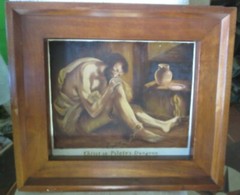 Painting Jesus in Pilate’s Dungeon Oil on Canvas signed F. Bird 14 1/2 x 11 3/4″