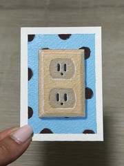 ACEO original painting 2.5×3.5 ACRYLIC ELECTRICAL OUTLET ART SMALL UNFRAMED
