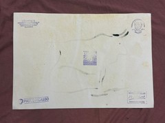 PICASSO drawing and painting on old paper signed stamped vintage