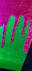 Blacklight Glow In The Dark Glitter Painting On Canvas Green WithFushia Glitter