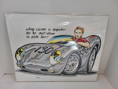 Original James Dean Porsche 550 Spyder Caricature Art numbered and signed!