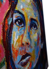 ORIGINAL 30×24″ OIL█PAINTING█REALISTIC GIRL█ART SIGNED FEMALE PORTRAIT WOMAN POP
