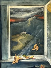 FLORIAN DURZYNSKI VINTAGE MODERN ABSTRACT LANDSCAPE OIL PAINTING SURREALISM 1967