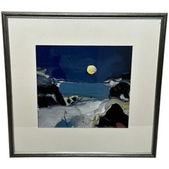 Painting Illuminated Moonlight Seaside Night Beach By James Downie Robertson RSA